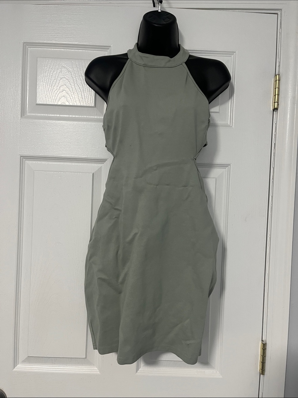 Windsor Halter Mini Dress in Sage Green